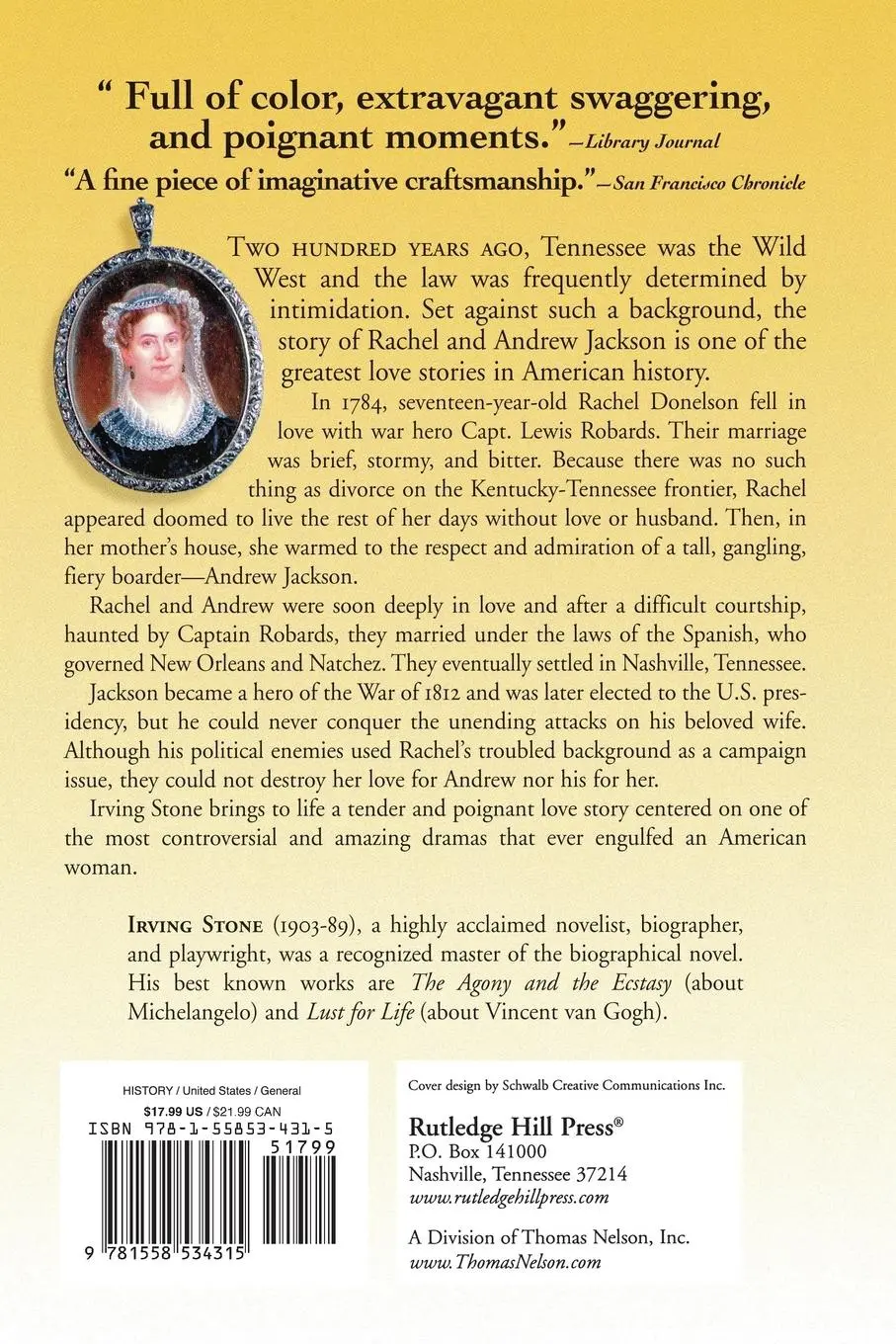 Rückseite: 9781558534315 | The President's Lady | A Novel about Rachel and Andrew Jackson | Buch