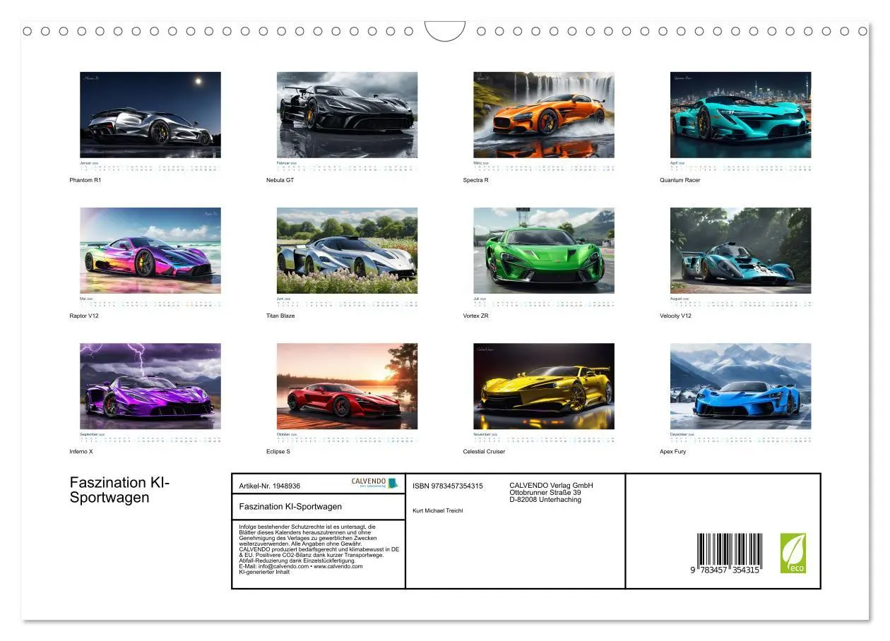 Bild: 9783457354315 | Faszination KI-Sportwagen (Wandkalender 2026 DIN A3 quer), CALVENDO...