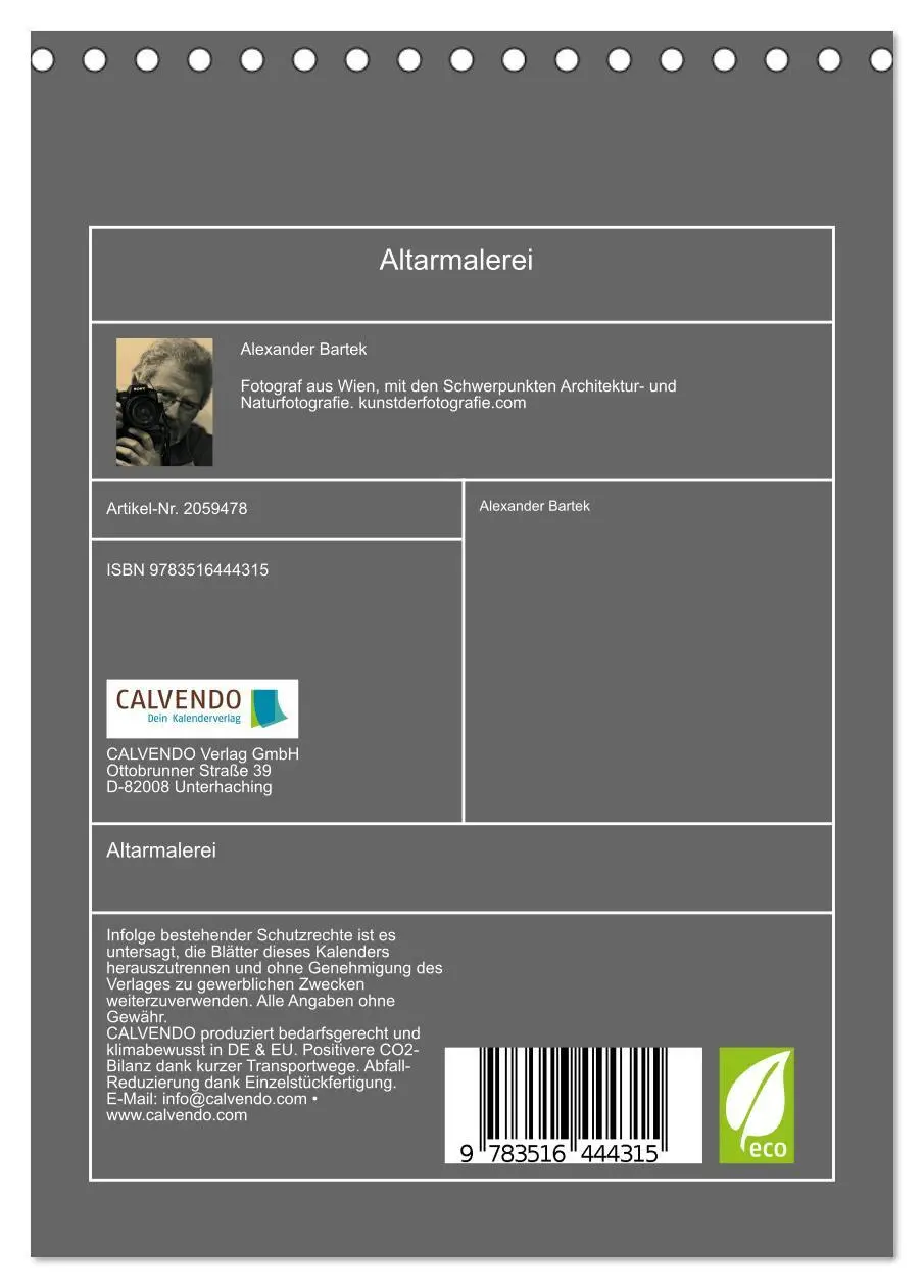 Bild: 9783516444315 | Altarmalerei (Tischkalender 2026 DIN A5 hoch), CALVENDO Monatskalender