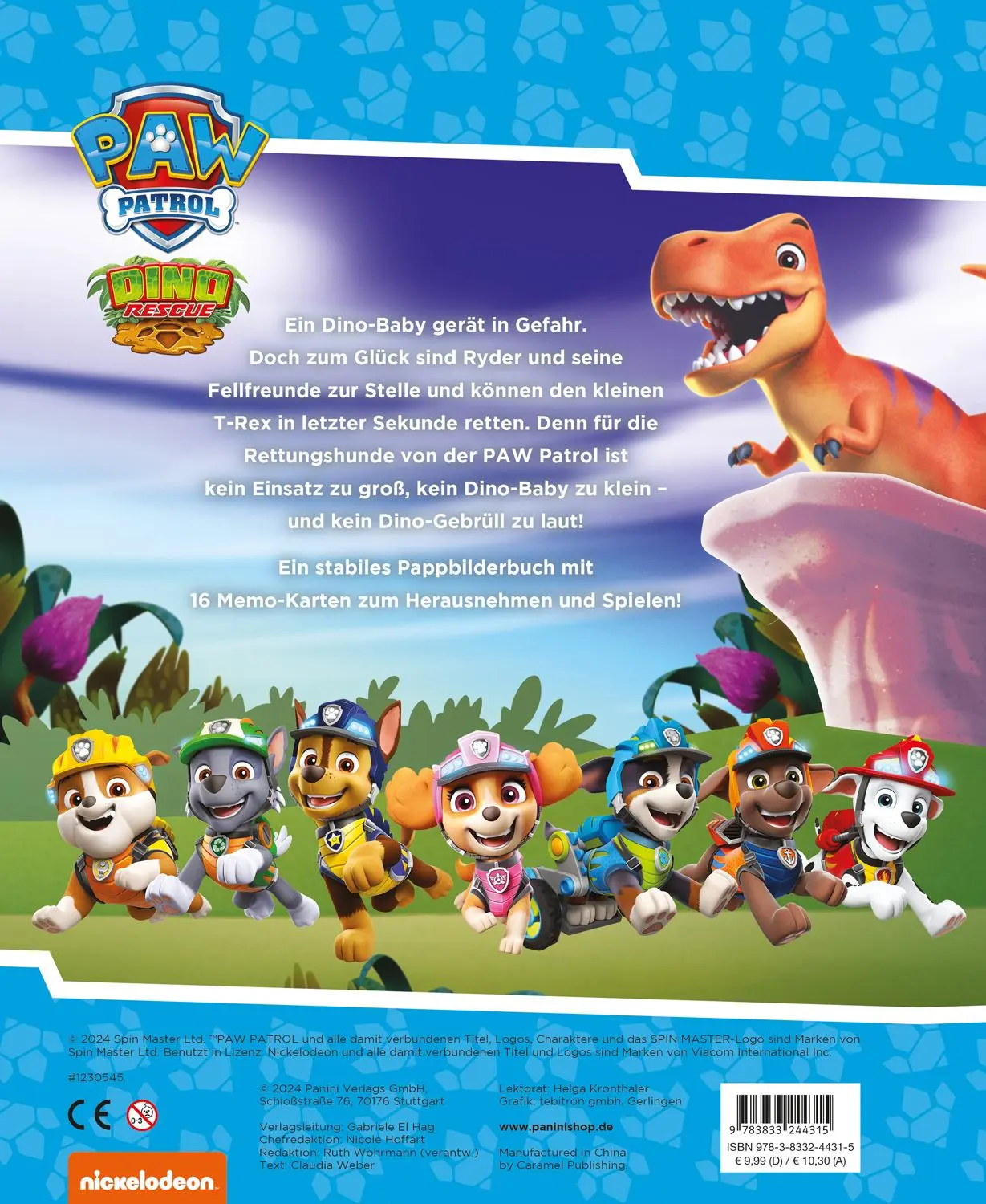 Rückseite: 9783833244315 | PAW Patrol: Das große Dino-Abenteuer | Pappbilderbuch mit Memo-Spiel!