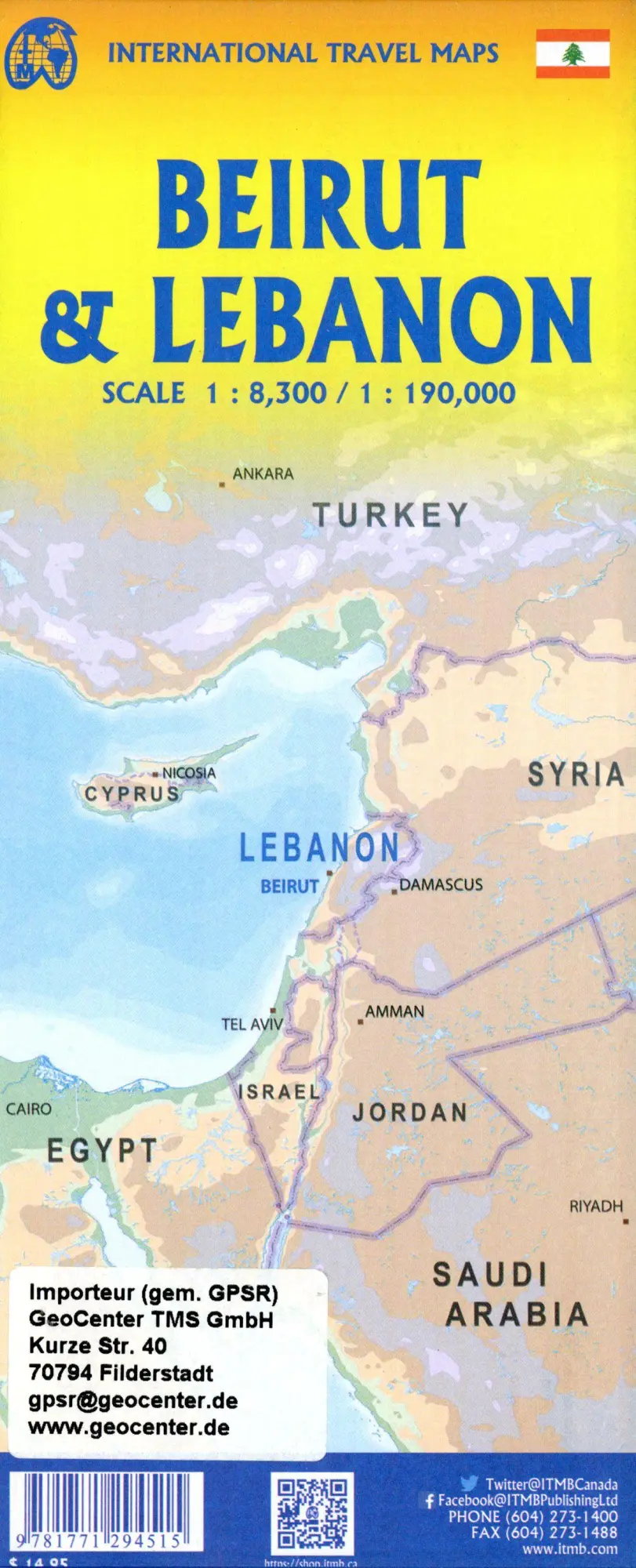 Bild: 9781771294515 | ITM Map Lebanon - Beirut 1:190000 | 1:190000 | (Land-)Karte | Englisch