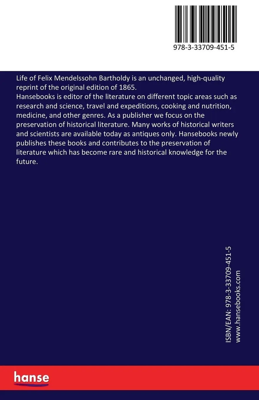 Rückseite: 9783337094515 | Life of Felix Mendelssohn Bartholdy | William Leonard Gage (u. a.)