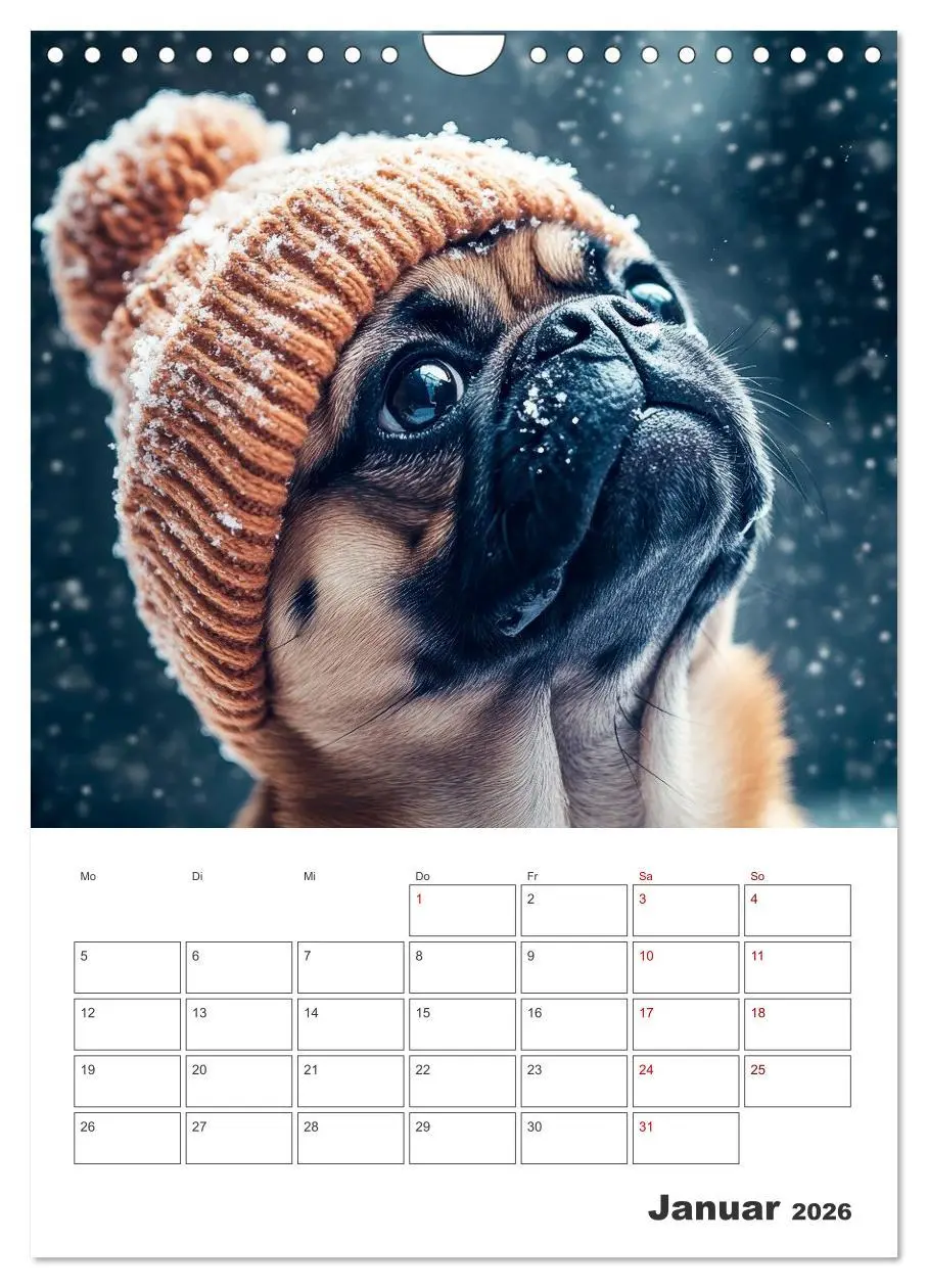 Bild: 9783516594515 | MOPS Pfotenglück in Faltenform (Wandkalender 2026 DIN A4 hoch),...