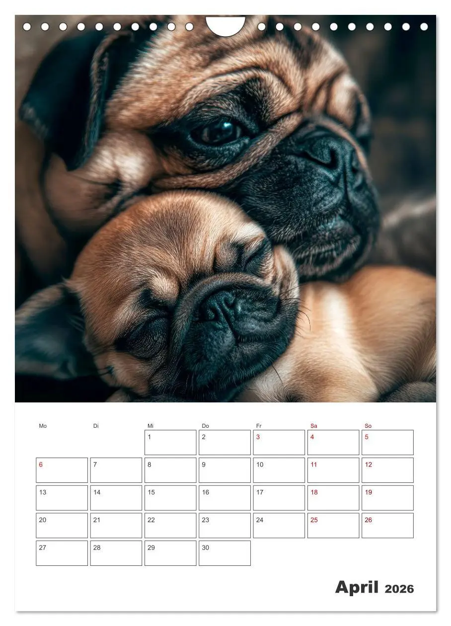 Bild: 9783516594515 | MOPS Pfotenglück in Faltenform (Wandkalender 2026 DIN A4 hoch),...