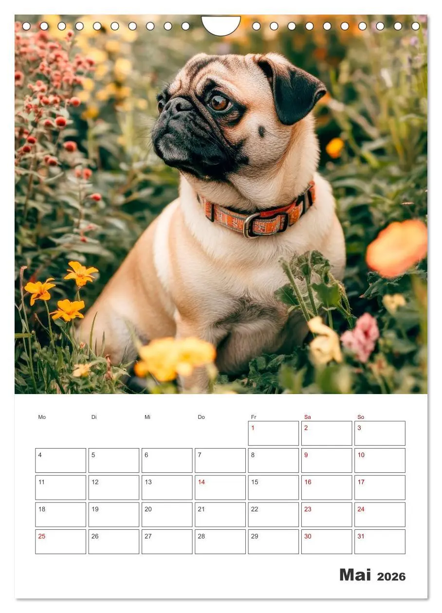 Bild: 9783516594515 | MOPS Pfotenglück in Faltenform (Wandkalender 2026 DIN A4 hoch),...