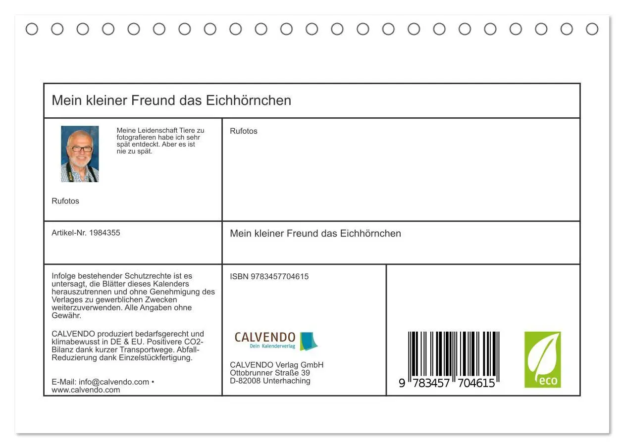 Bild: 9783457704615 | Mein kleiner Freund das Eichhörnchen (Tischkalender 2026 DIN A5...