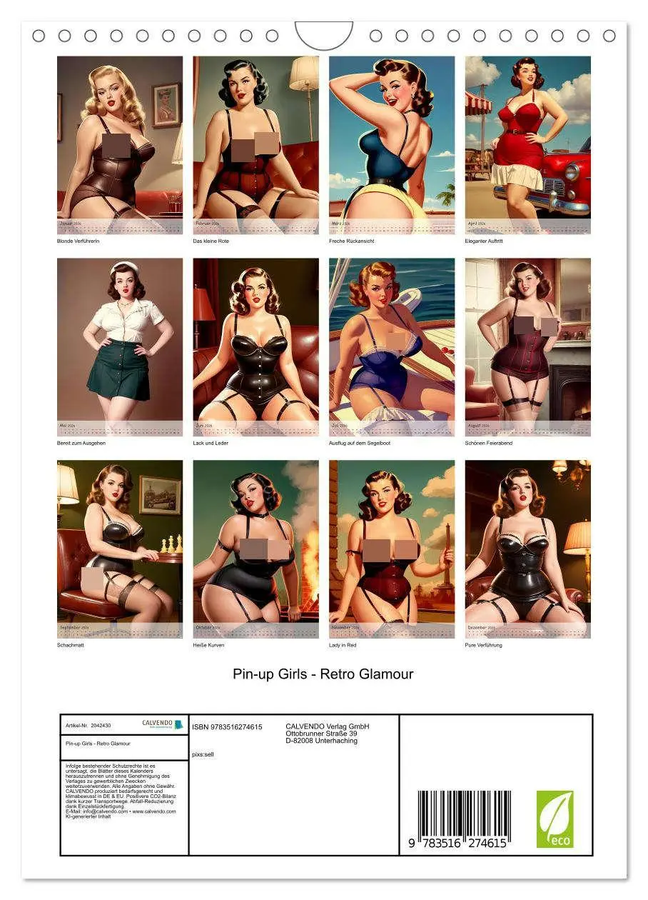 Bild: 9783516274615 | Pin-up Girls - Retro Glamour (Wandkalender 2026 DIN A4 hoch),...