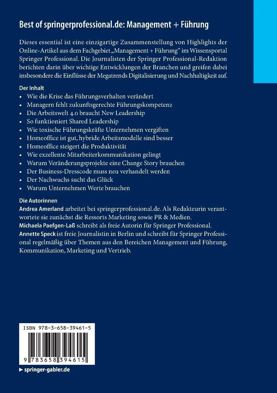 Rückseite: 9783658394615 | Best of springerprofessional.de: Management + Führung | Taschenbuch