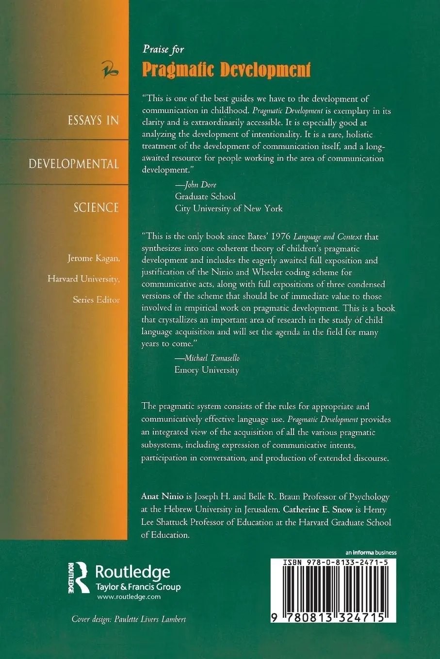 Rückseite: 9780813324715 | Pragmatic Development | Anat Ninio (u. a.) | Taschenbuch | Englisch