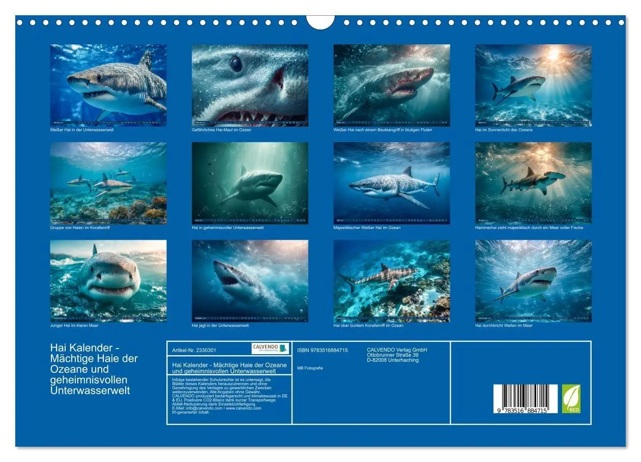 Bild: 9783516884715 | Hai Kalender - Mächtige Haie der Ozeane und geheimnisvollen...