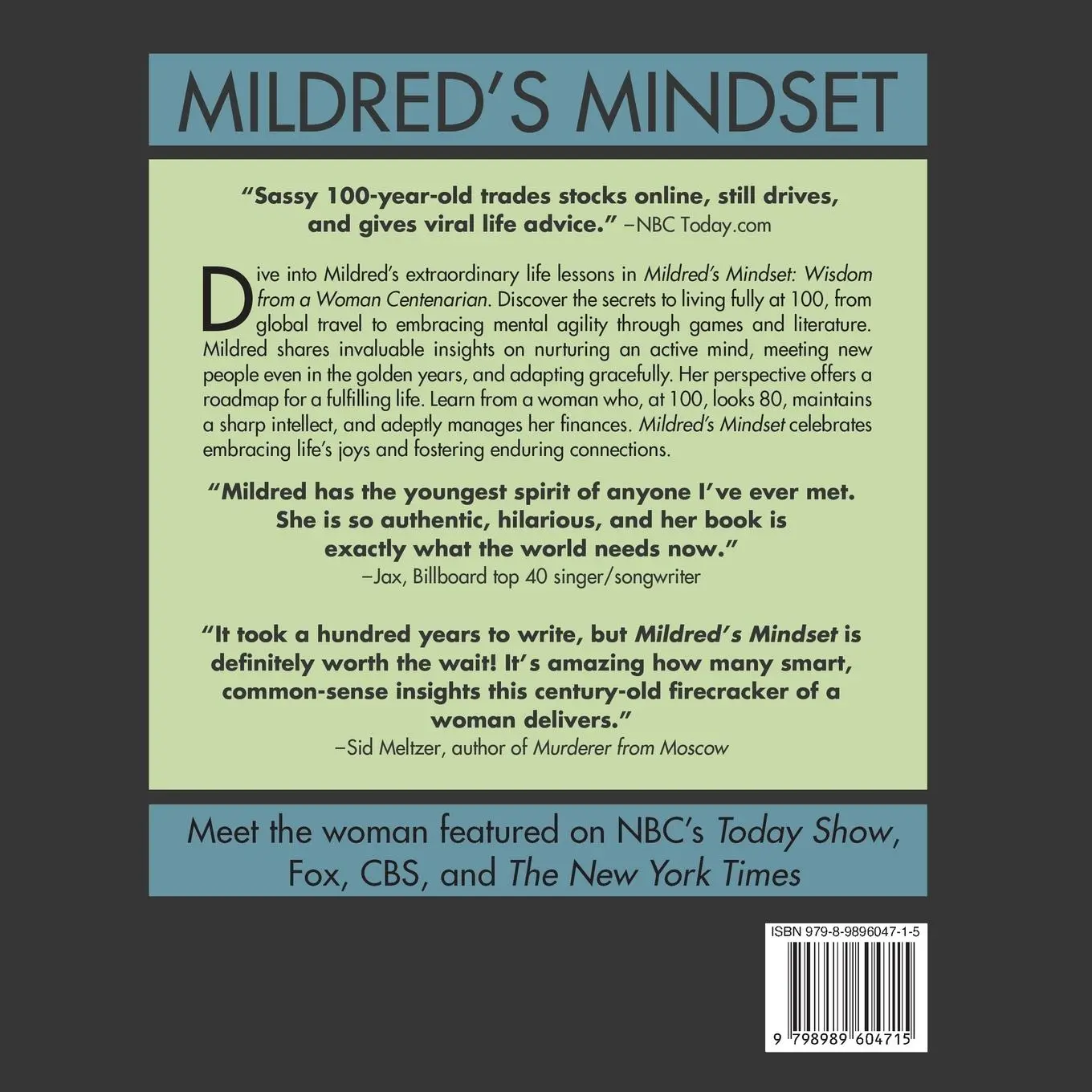 Rückseite: 9798989604715 | Mildred's Mindset | Wisdom from a Woman Centenarian | Taschenbuch