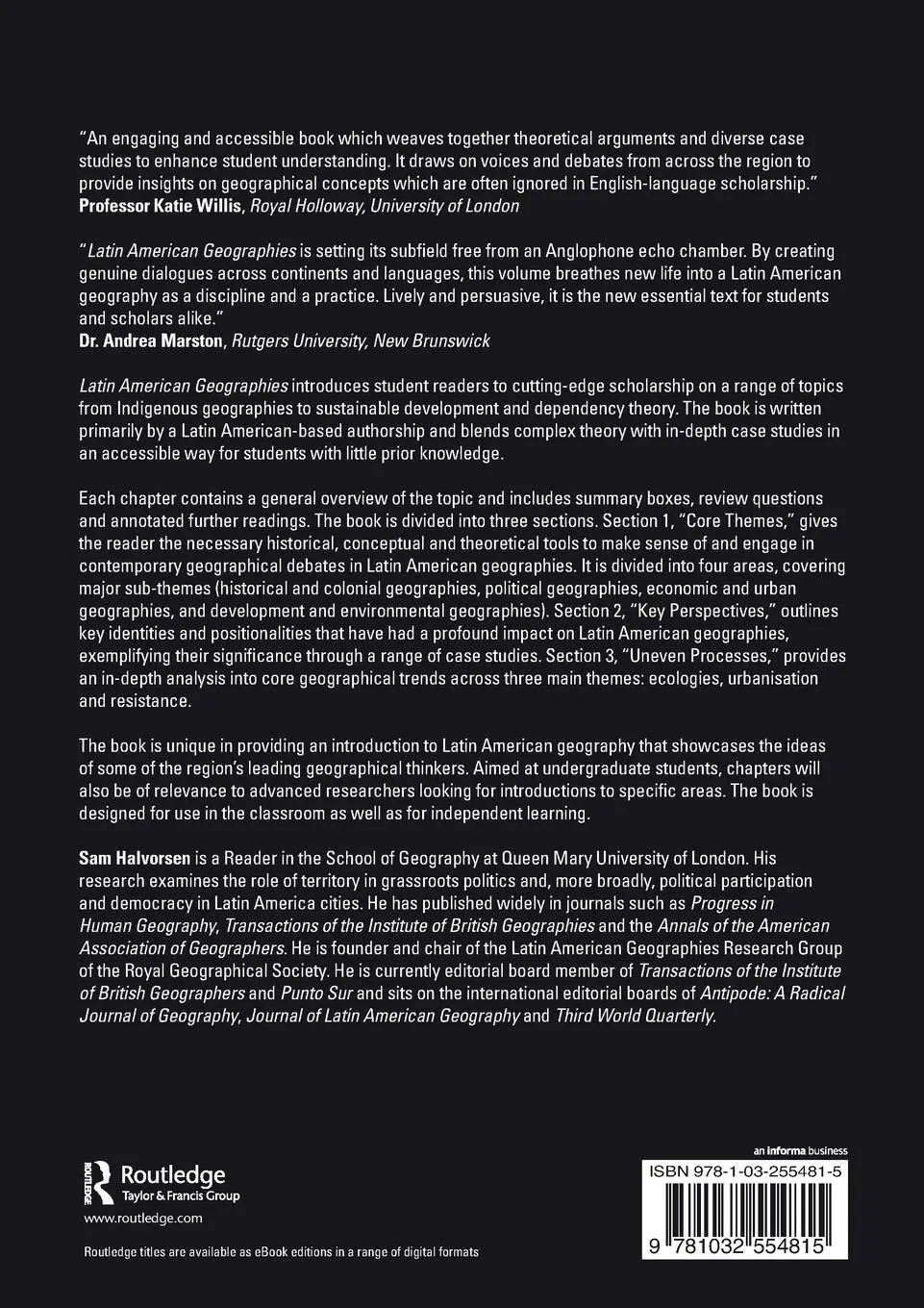 Rückseite: 9781032554815 | Latin American Geographies | Sam Halvorsen | Taschenbuch | Englisch