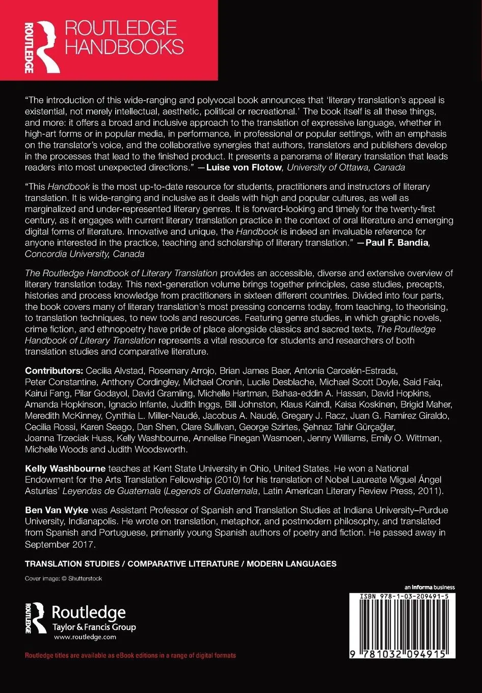 Rückseite: 9781032094915 | The Routledge Handbook of Literary Translation | Washbourne (u. a.)
