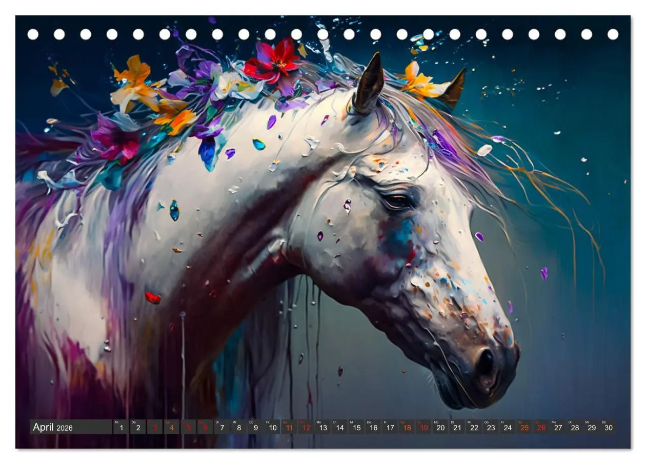 Bild: 9783457534915 | Pferde und Blumen (Tischkalender 2026 DIN A5 quer), CALVENDO...