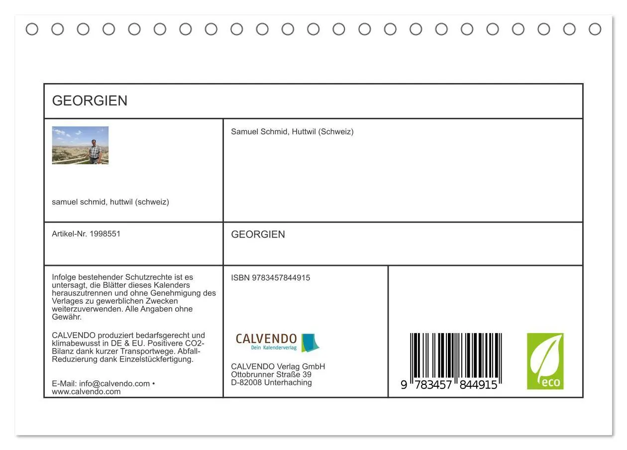 Bild: 9783457844915 | GEORGIEN (Tischkalender 2026 DIN A5 quer), CALVENDO Monatskalender