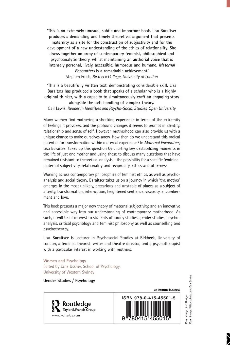 Rückseite: 9780415455015 | Maternal Encounters | The Ethics of Interruption | Lisa Baraitser