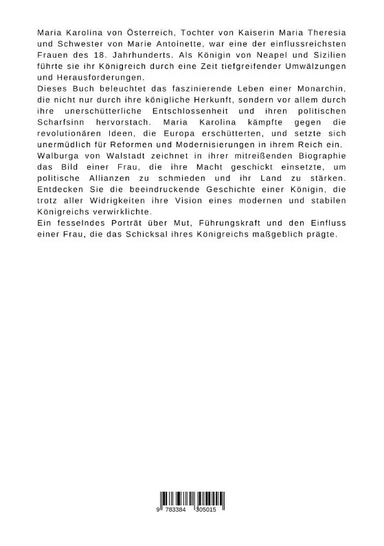 Rückseite: 9783384305015 | Maria Karolina von Österreich | Die Starke Frau im Königreich Sizilien