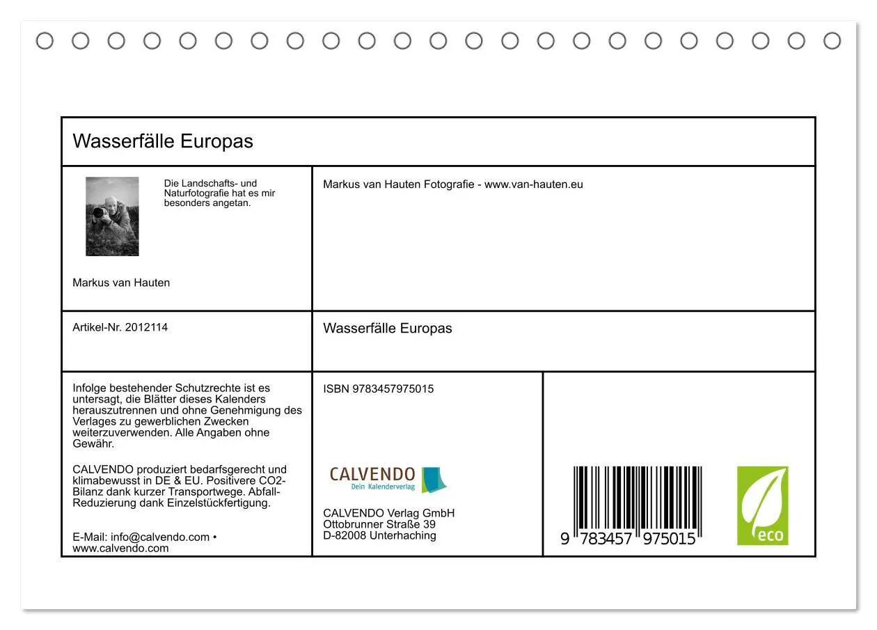 Bild: 9783457975015 | Wasserfälle Europas (Tischkalender 2026 DIN A5 quer), CALVENDO...
