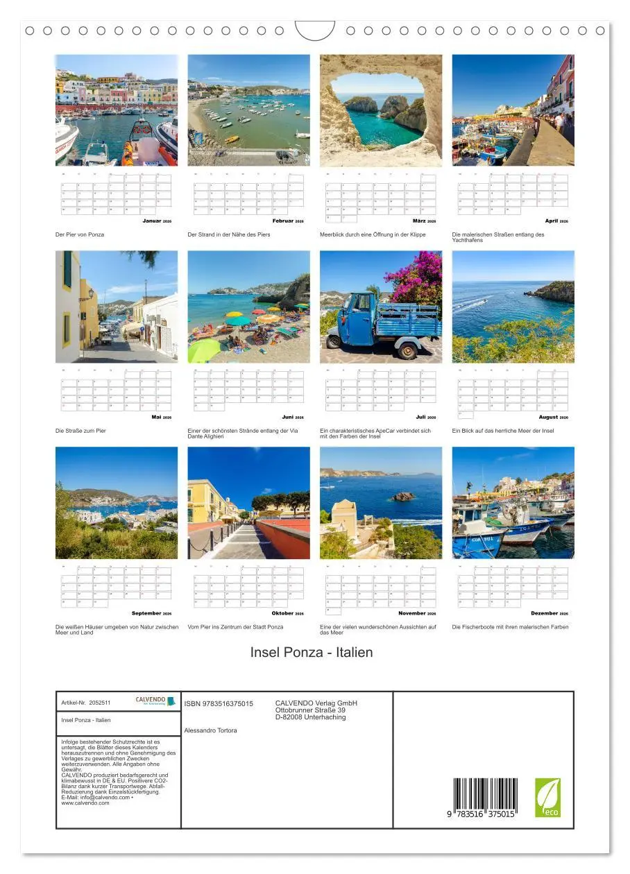 Bild: 9783516375015 | Insel Ponza - Italien (Wandkalender 2026 DIN A3 hoch), CALVENDO...