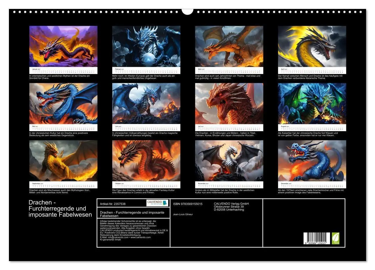 Bild: 9783569155015 | Drachen - Furchterregende und imposante Fabelwesen (Wandkalender...