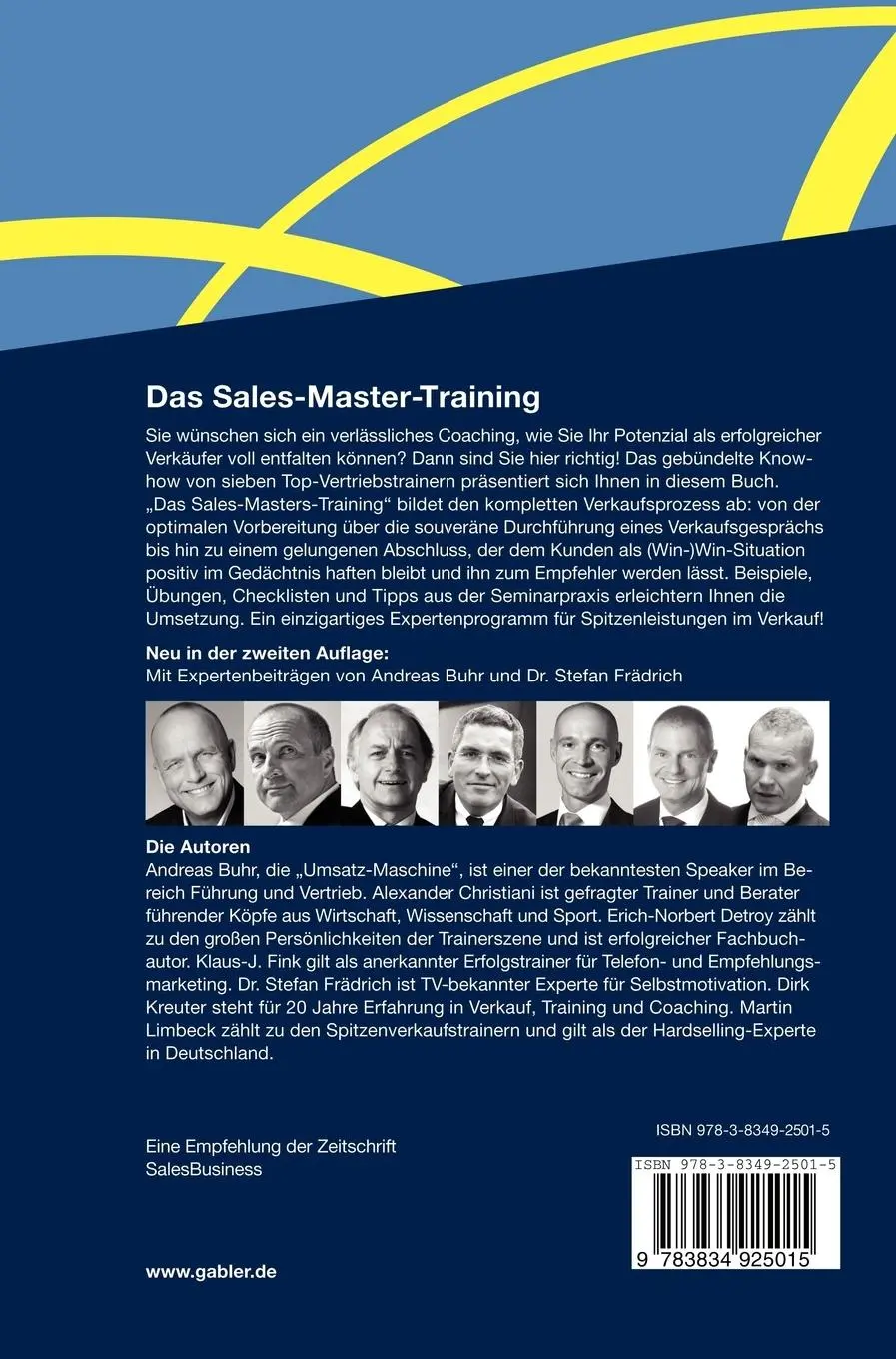 Rückseite: 9783834925015 | Das Sales-Master-Training | Andreas Buhr (u. a.) | Buch | 267 S.
