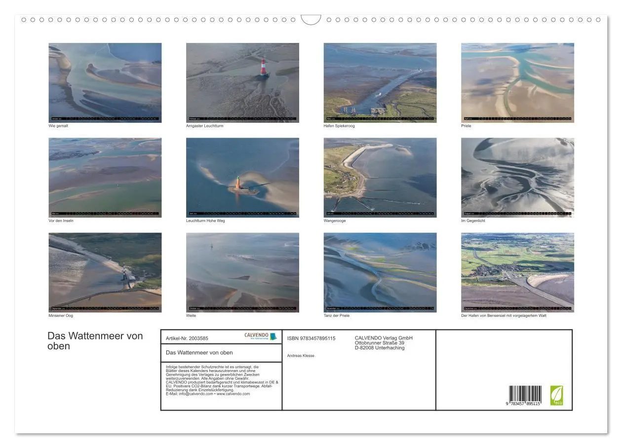Bild: 9783457895115 | Das Wattenmeer von oben (Wandkalender 2026 DIN A2 quer), CALVENDO...