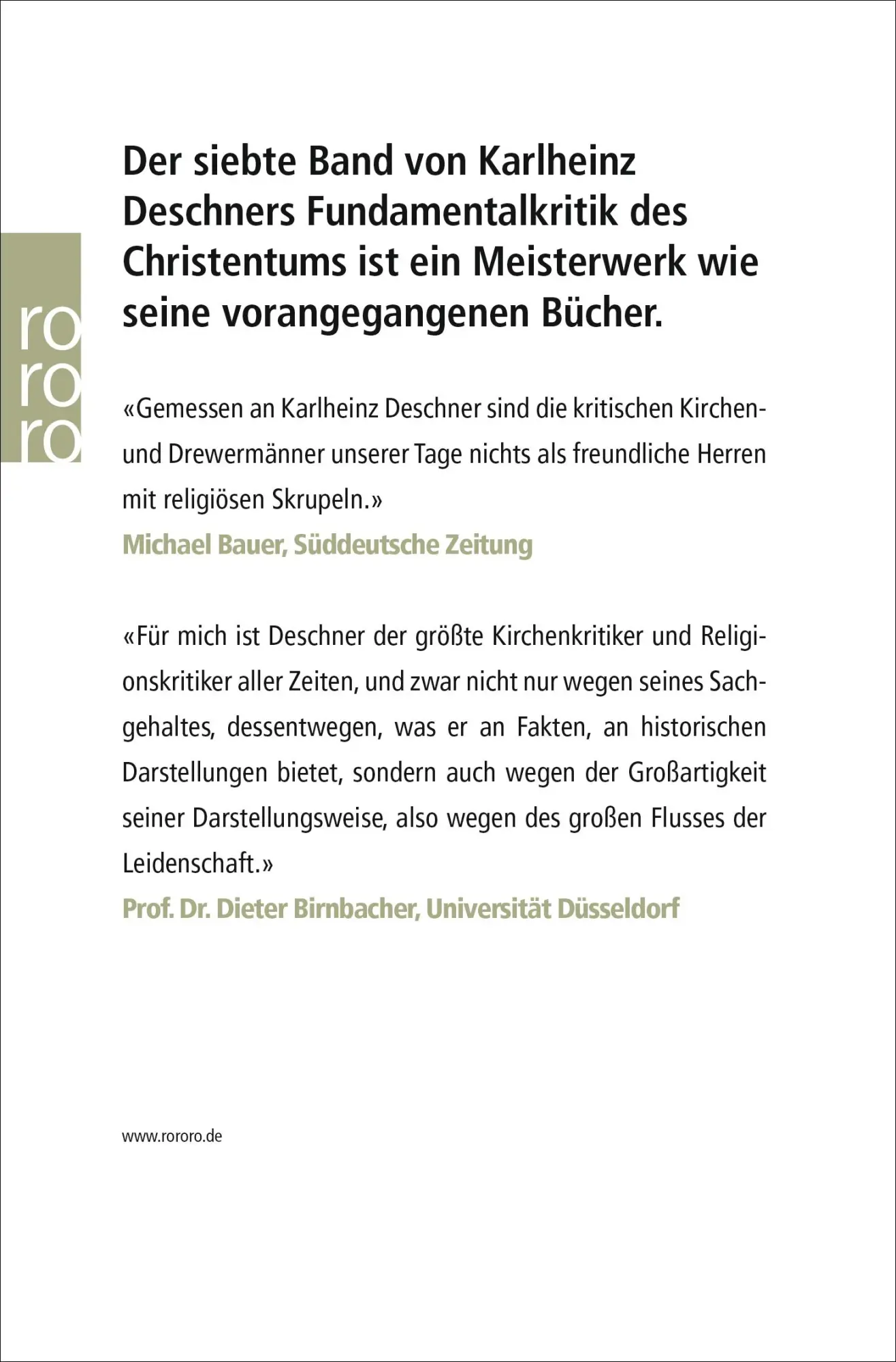 Rückseite: 9783499615115 | Kriminalgeschichte des Christentums 7 | Karlheinz Deschner | Buch