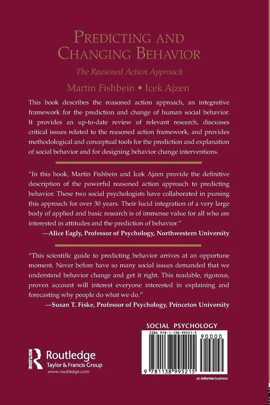 Rückseite: 9781138995215 | Predicting and Changing Behavior | The Reasoned Action Approach | Buch