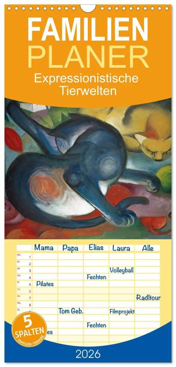 Cover: 9783516735215 | Familienplaner 2026 - Expressionistische Tierwelten mit 5 Spalten...