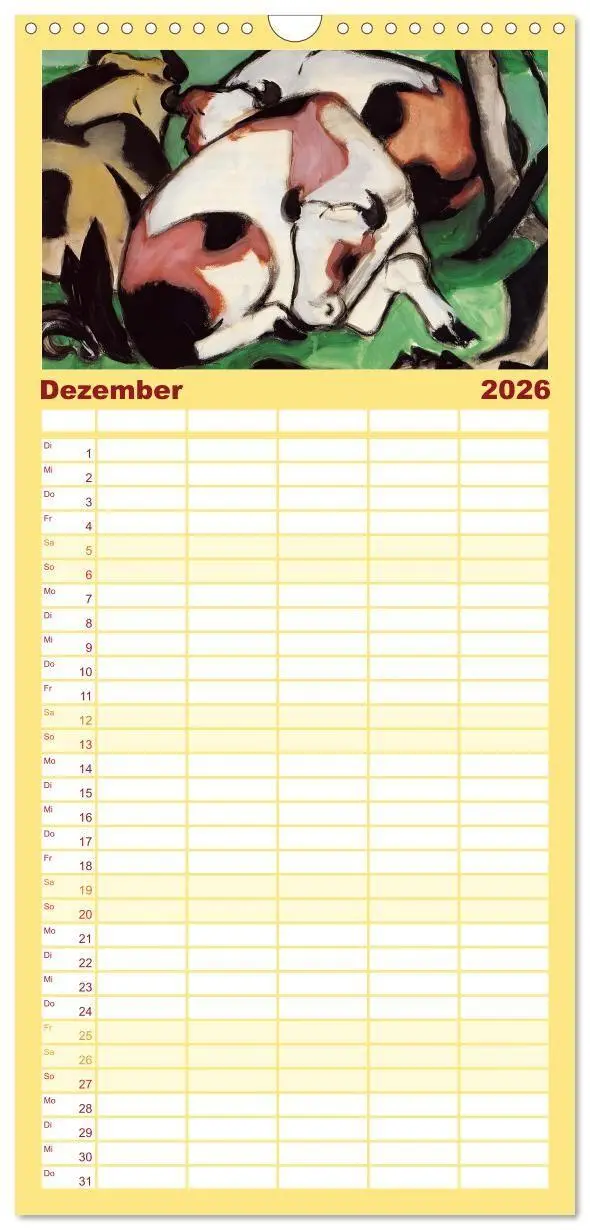 Bild: 9783516735215 | Familienplaner 2026 - Expressionistische Tierwelten mit 5 Spalten...