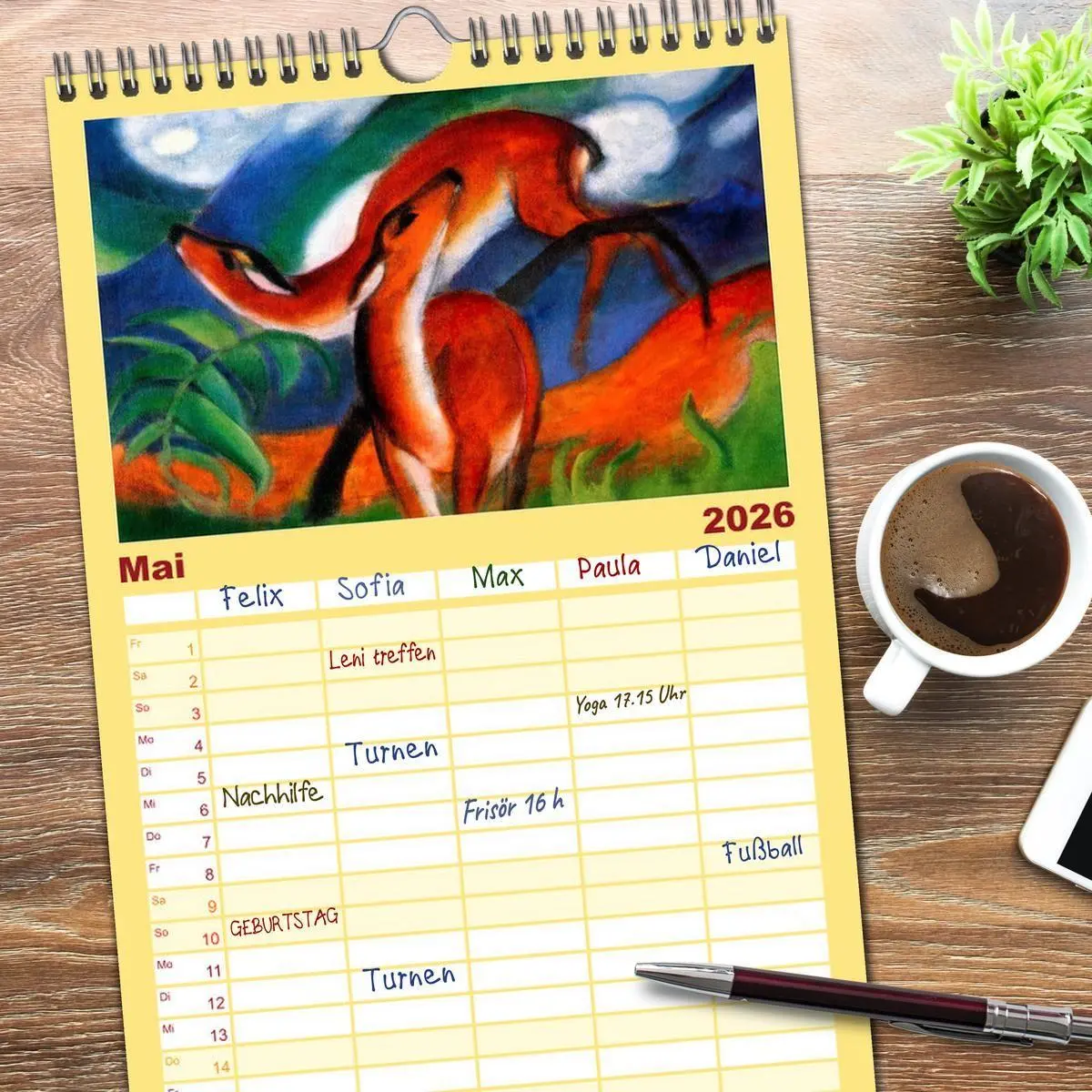 Bild: 9783516735215 | Familienplaner 2026 - Expressionistische Tierwelten mit 5 Spalten...