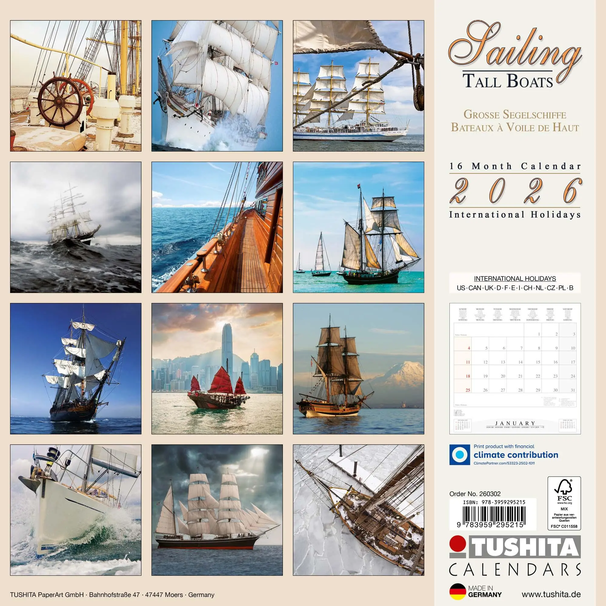 Rückseite: 9783959295215 | Sailing tall Boats 2026 | Kalender 2026 | Kalender | Wonderful World