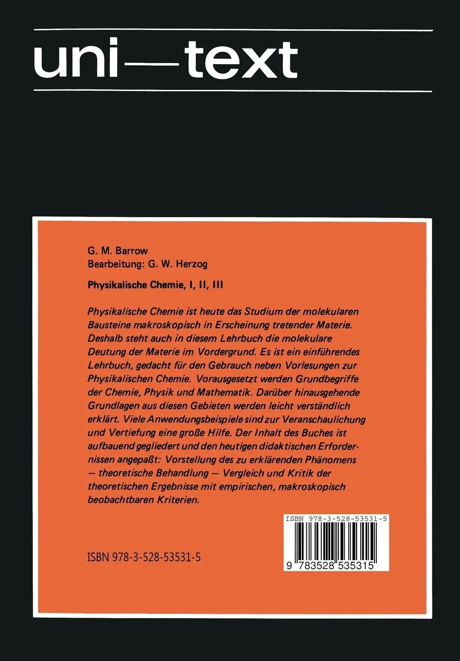 Rückseite: 9783528535315 | Physikalische Chemie | Gordon M. Barrow | Taschenbuch | xi | Deutsch
