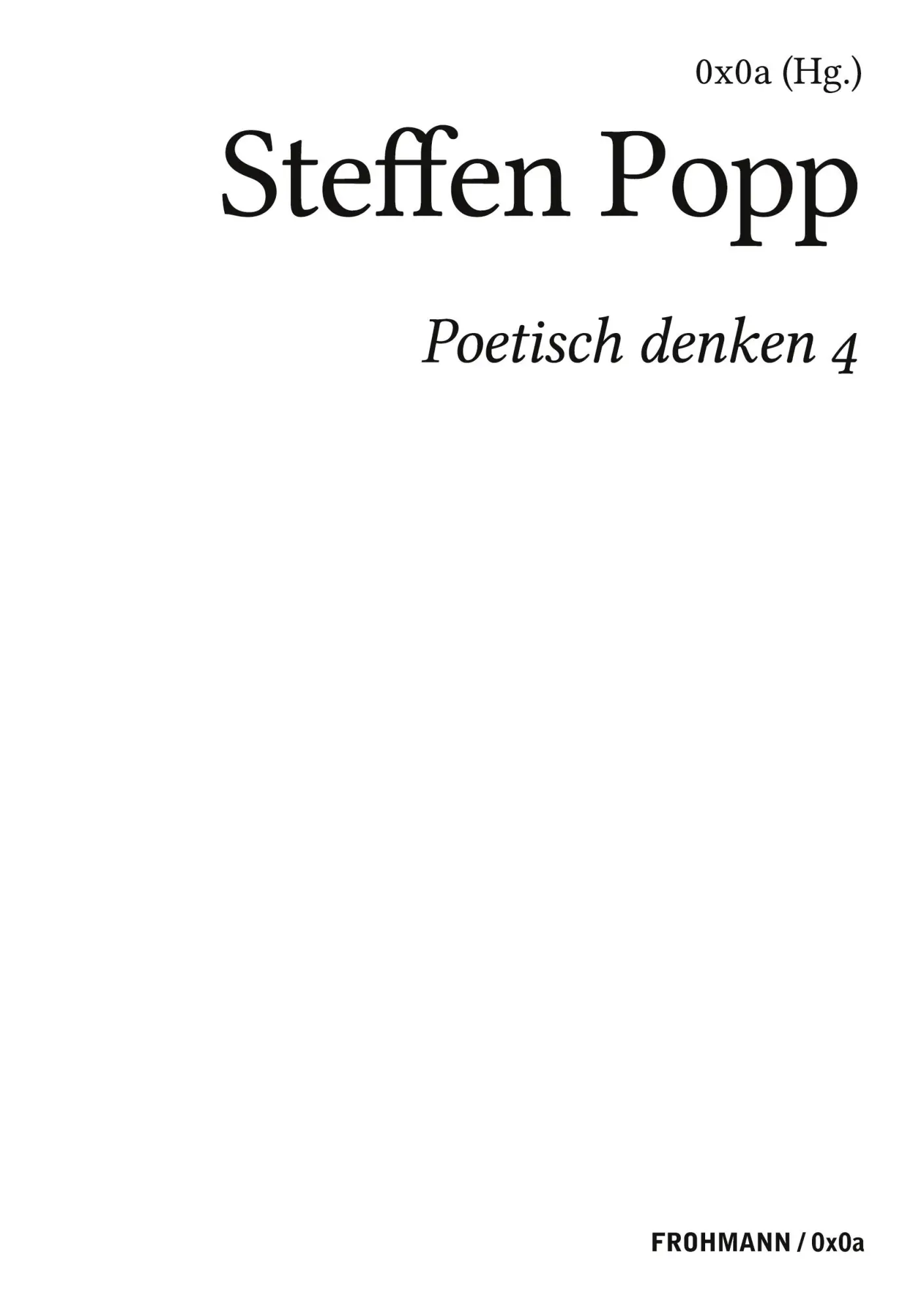 Cover: 9783944195315 | Poetisch denken 4: Steffen Popp | Xa (Hg. | Taschenbuch | Paperback