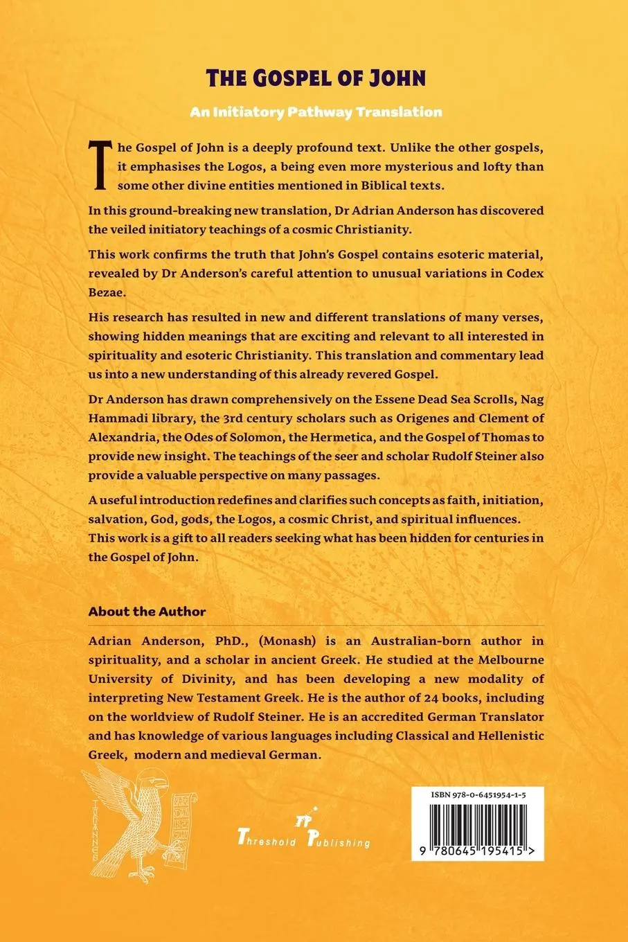 Rückseite: 9780645195415 | The Gospel of John | An Initiatory Pathway Translation and Commentary