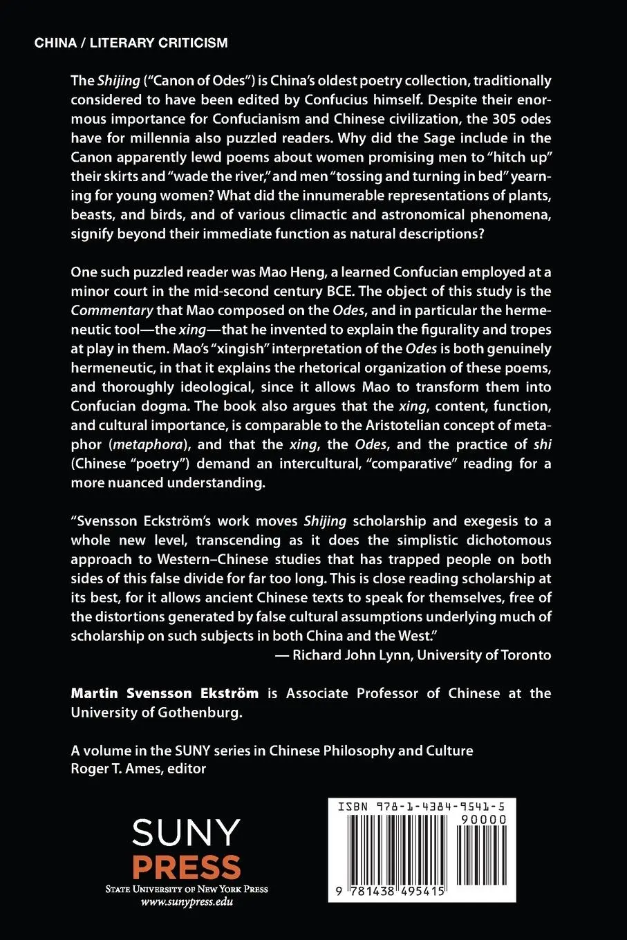 Rückseite: 9781438495415 | The Origins of Chinese Literary Hermeneutics | Martin Svensson Ekström