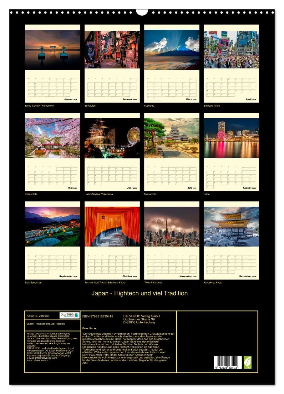 Bild: 9783516335415 | Japan - Hightech und viel Tradition (Wandkalender 2026 DIN A2...