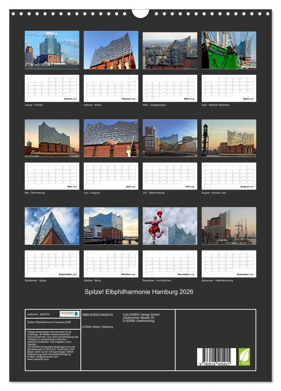 Bild: 9783516405415 | Spitze! Elbphilharmonie Hamburg 2026 (Wandkalender 2026 DIN A3...