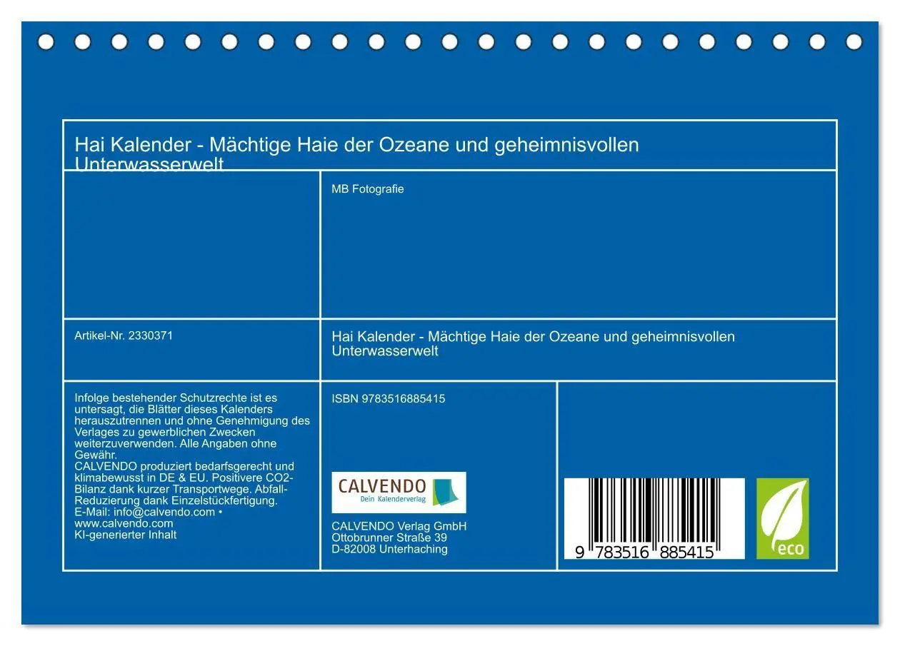 Bild: 9783516885415 | Hai Kalender - Mächtige Haie der Ozeane und geheimnisvollen...