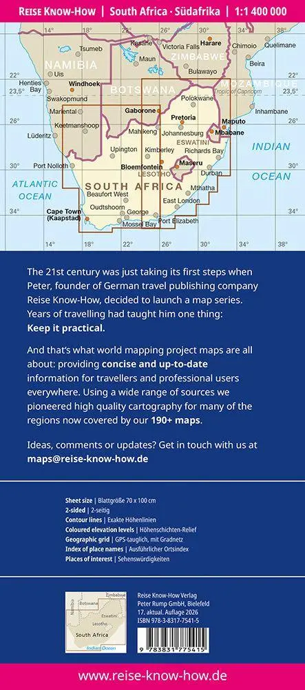 Bild: 9783831775415 | Reise Know-How Landkarte Südafrika South Africa (1:1.400.000) | 2 S.