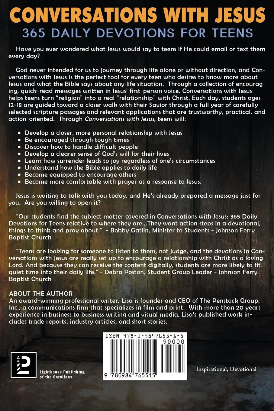 Rückseite: 9780984765515 | Conversations with Jesus | 365 Daily Devotions for Teens | Cheater