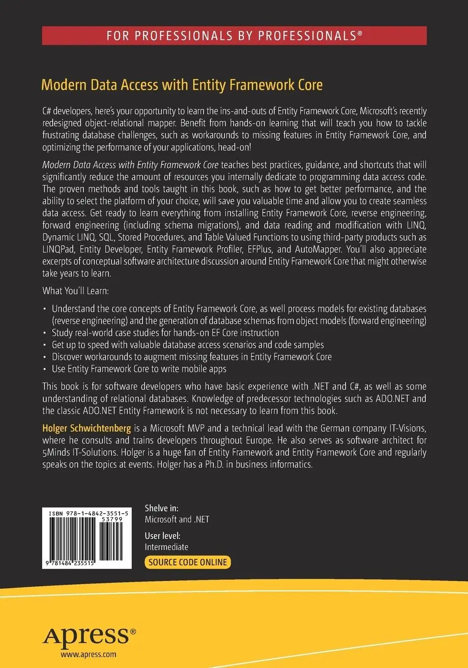Rückseite: 9781484235515 | Modern Data Access with Entity Framework Core | Holger Schwichtenberg