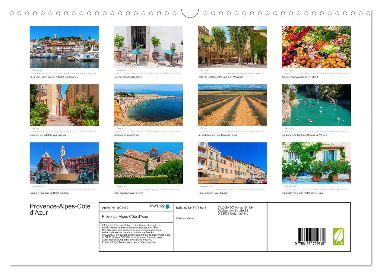 Bild: 9783457775615 | Provence-Alpes-Côte d'Azur (Wandkalender 2026 DIN A3 quer),...