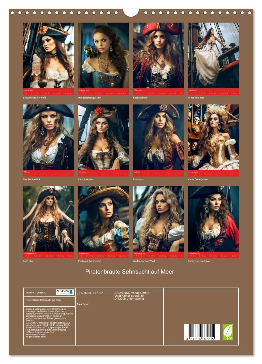 Bild: 9783516315615 | Piratenbräute Sehnsucht auf Meer (Wandkalender 2026 DIN A3 hoch),...