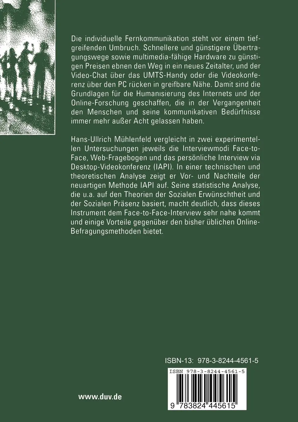 Rückseite: 9783824445615 | Der Mensch in der Online-Kommunikation | Hans-Ullrich Mühlenfeld | xiv