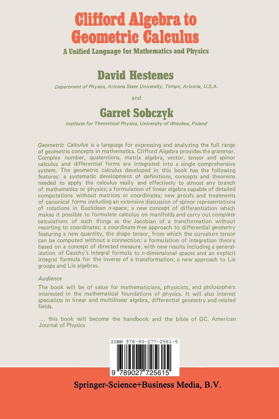 Rückseite: 9789027725615 | Clifford Algebra to Geometric Calculus | Garret Sobczyk (u. a.) | Buch