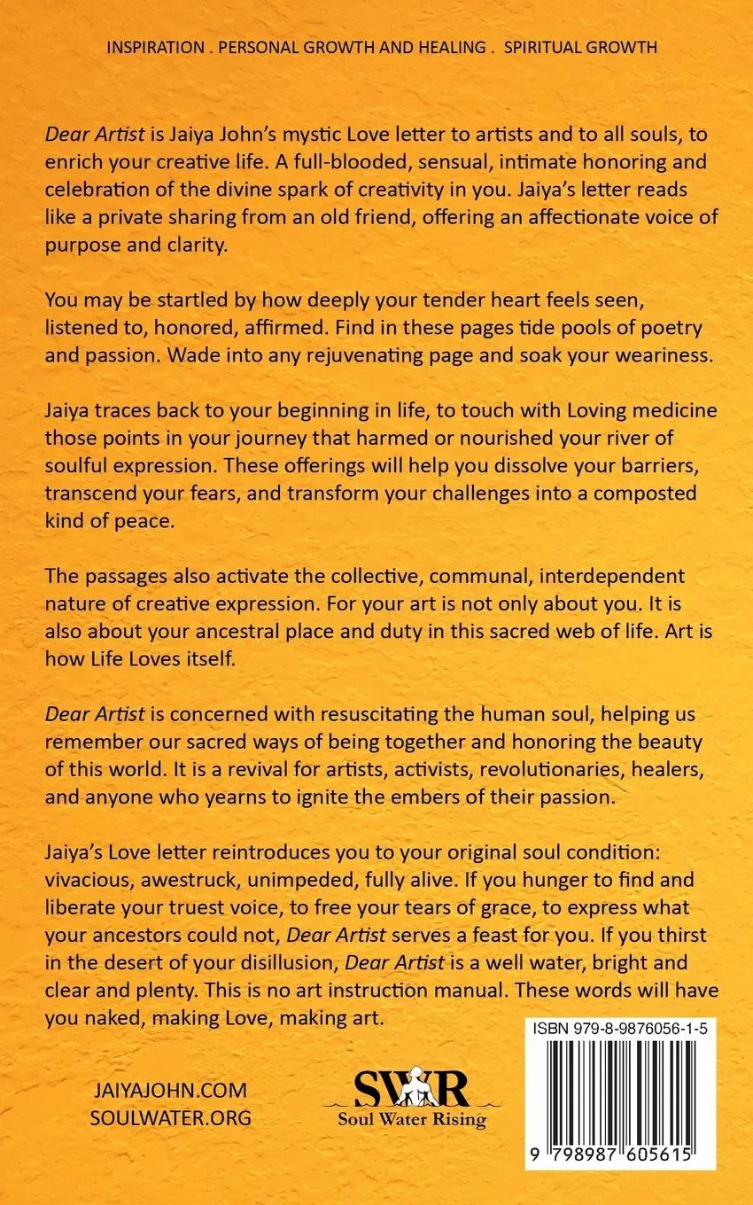 Rückseite: 9798987605615 | Dear Artist | A Love Letter | Jaiya John | Taschenbuch | Englisch