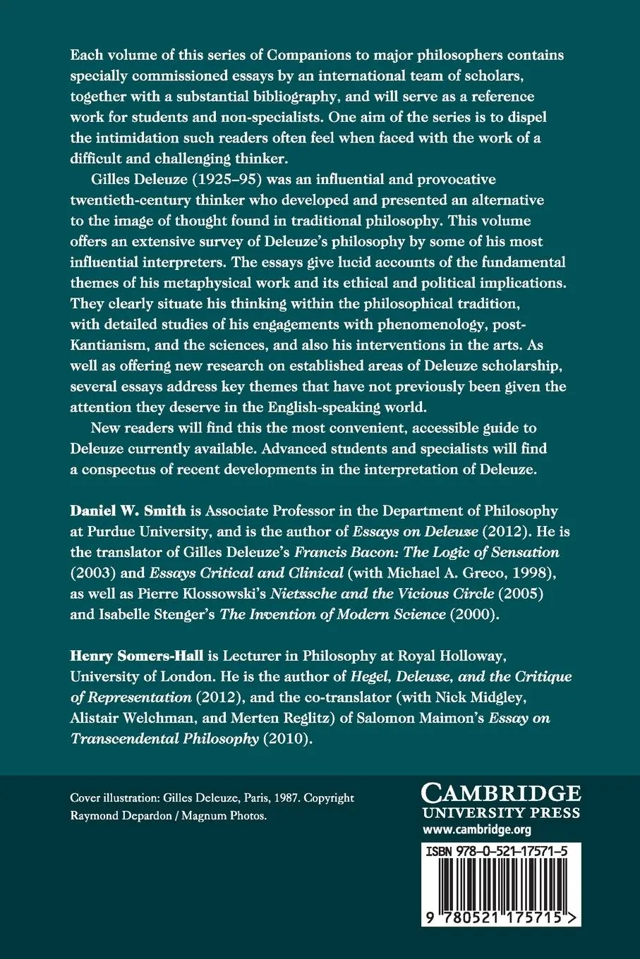 Rückseite: 9780521175715 | The Cambridge Companion to Deleuze | Daniel W. Smith (u. a.) | Buch
