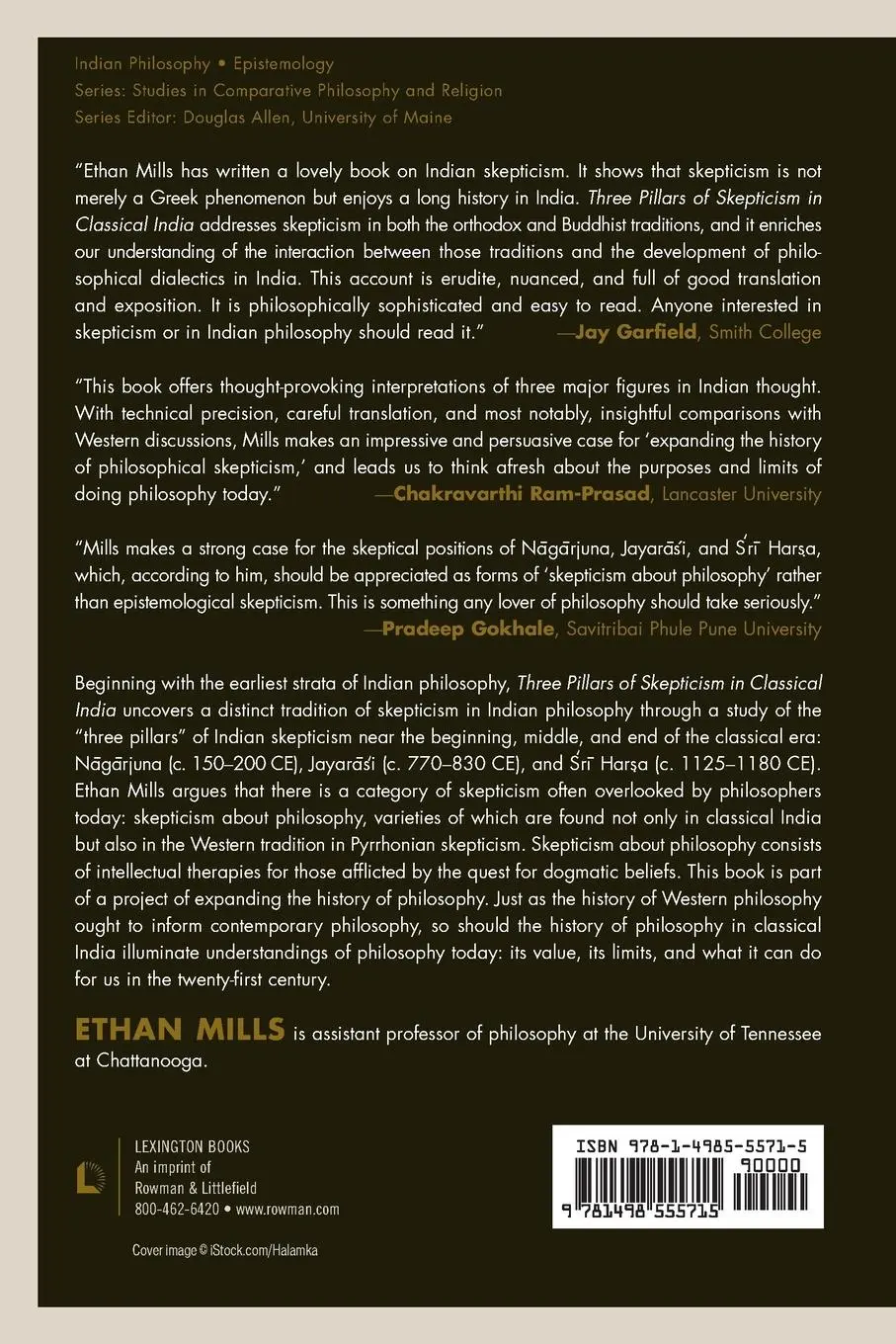 Rückseite: 9781498555715 | Three Pillars of Skepticism in Classical India | Ethan Mills | Buch