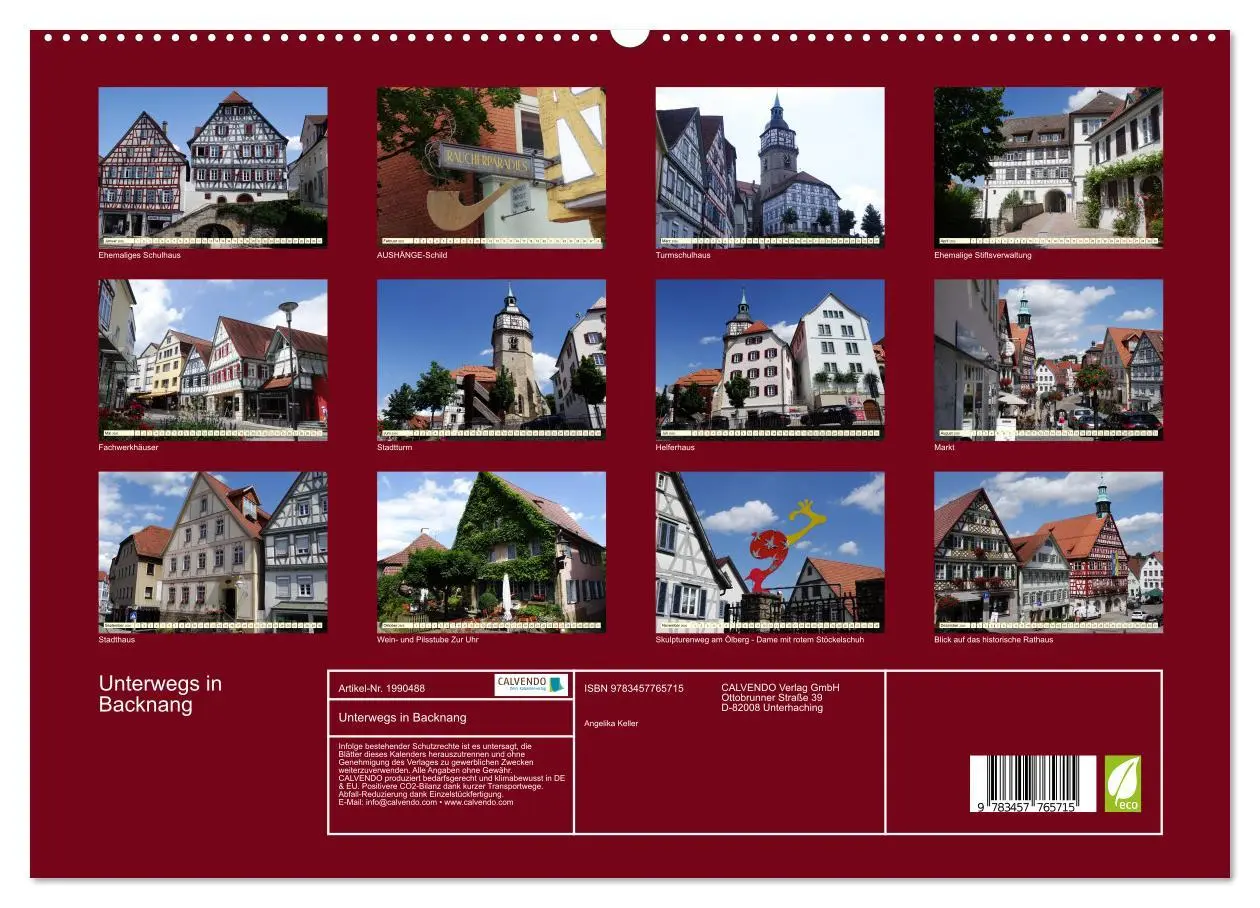 Bild: 9783457765715 | Unterwegs in Backnang (hochwertiger Premium Wandkalender 2026 DIN...